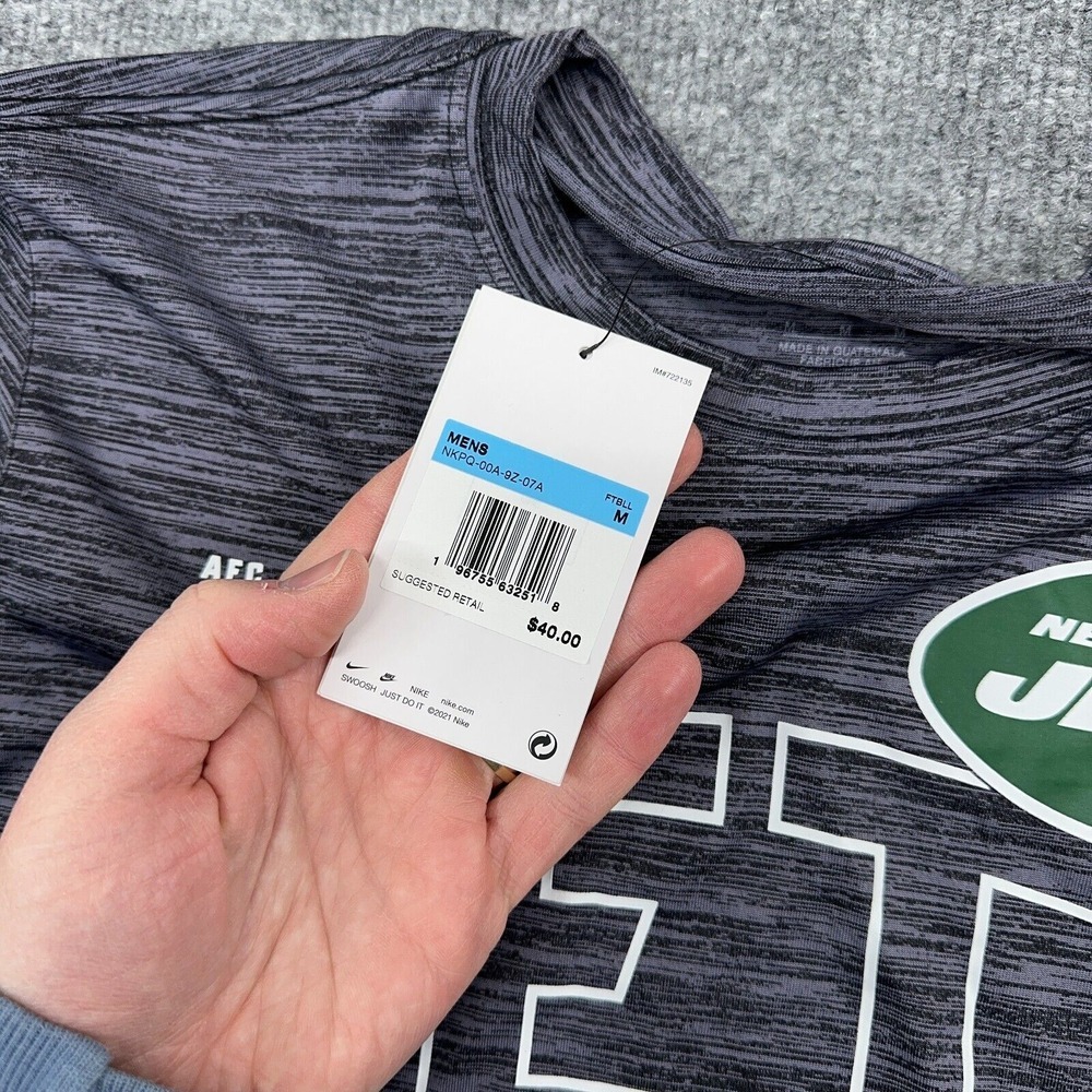 New York Jets Nike T-Shirt Men M Dri-Fit Gray Velocity Arch Performance Pullover - Picture 4 of 10